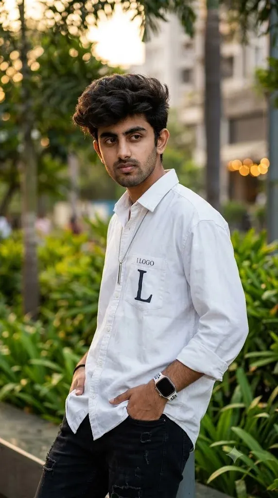 Google Gemini AI photo editing prompt for stylish boy outdoor portrait