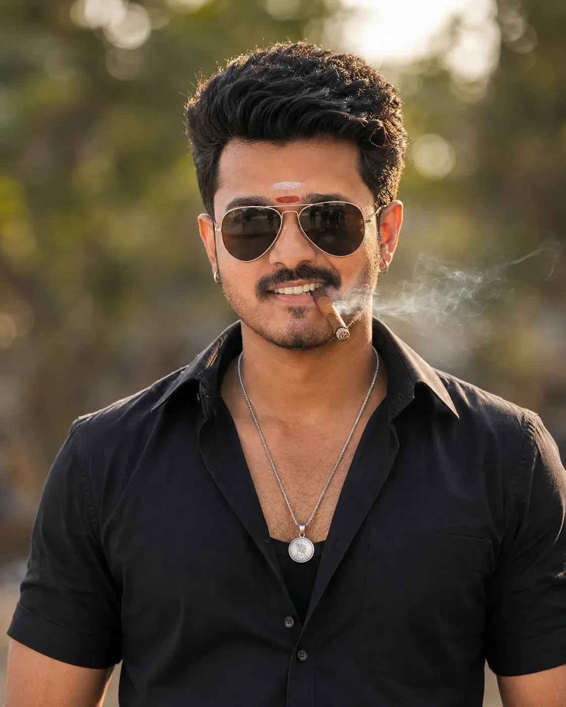 Stylish morning Karuppu cinematic portrait prompt