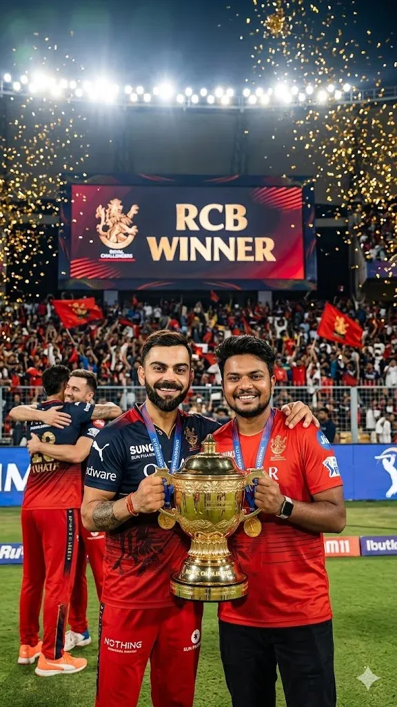 RCB trophy victory moment with cricket star