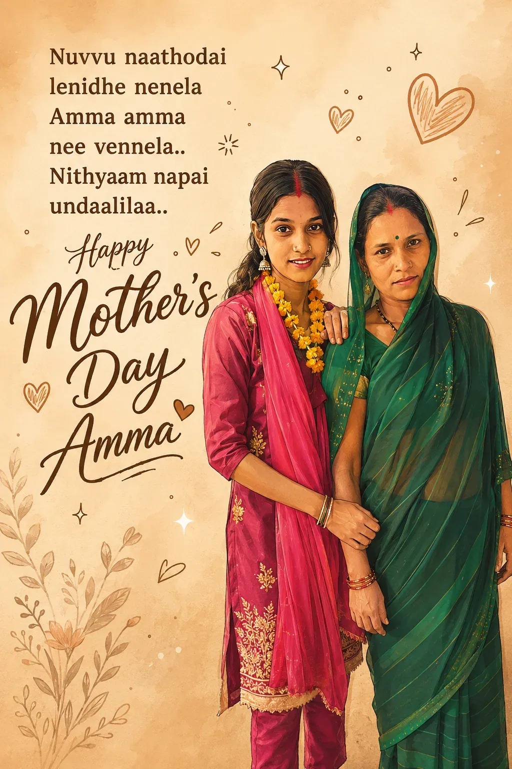 Mother’s Day cartoon mother and daughter photo prompt