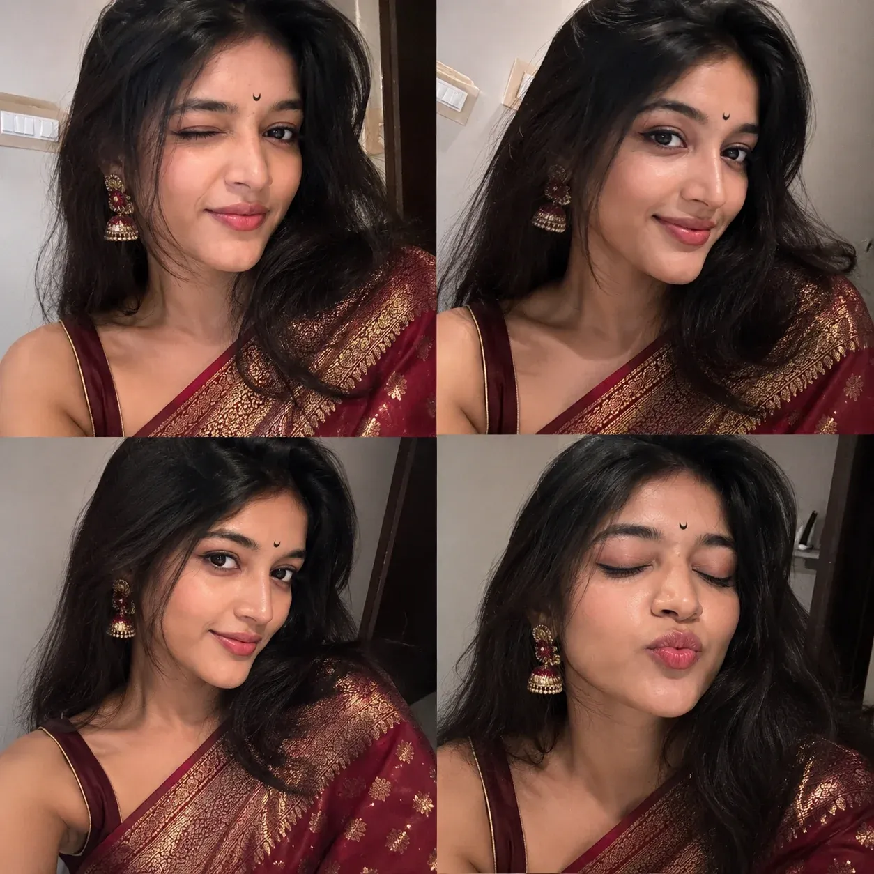 Four-frame Instagram selfie collage prompt