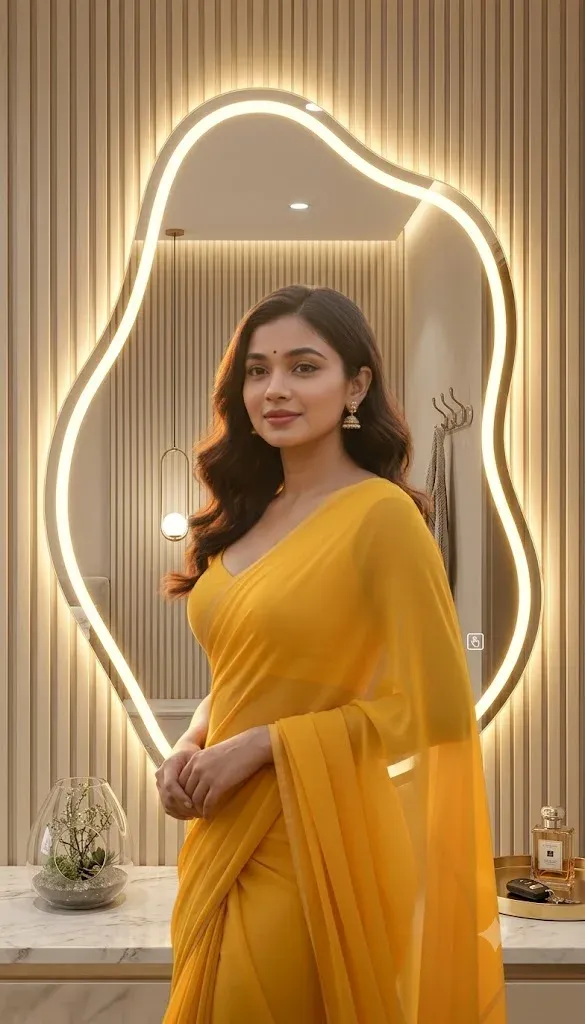 Google Gemini AI photo editing prompt for luxury LED mirror selfie