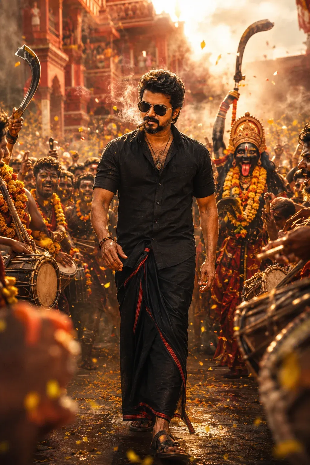 Blockbuster Karuppu mass hero cinematic prompt