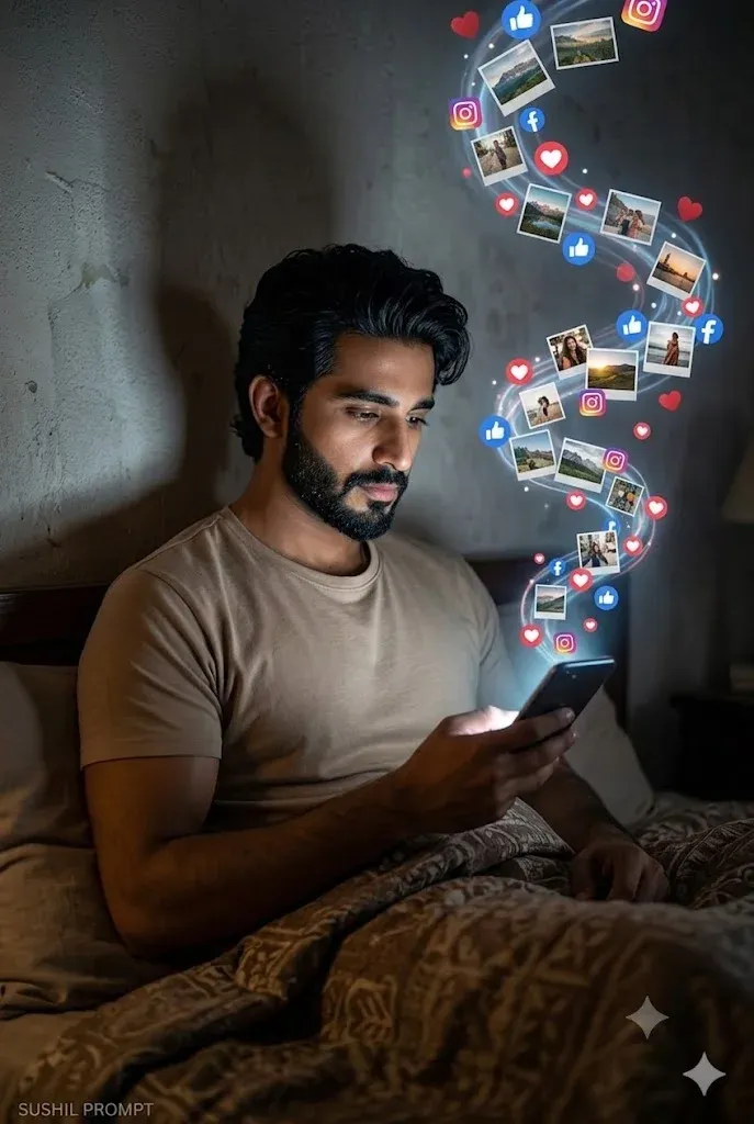 Nighttime social media magic Gemini boy prompt