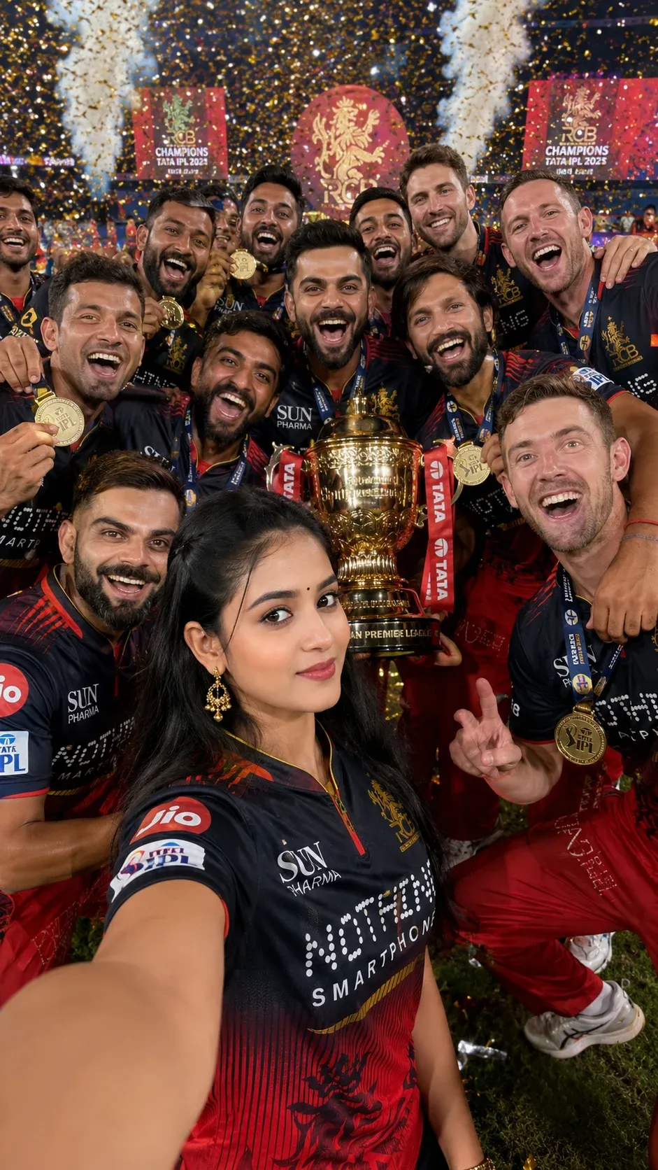 RCB championship squad selfie prompt