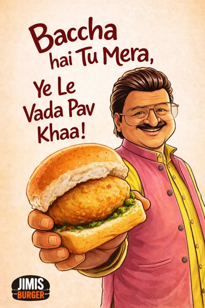 Baccha Hai Tu Mera food meme prompt for vada pav