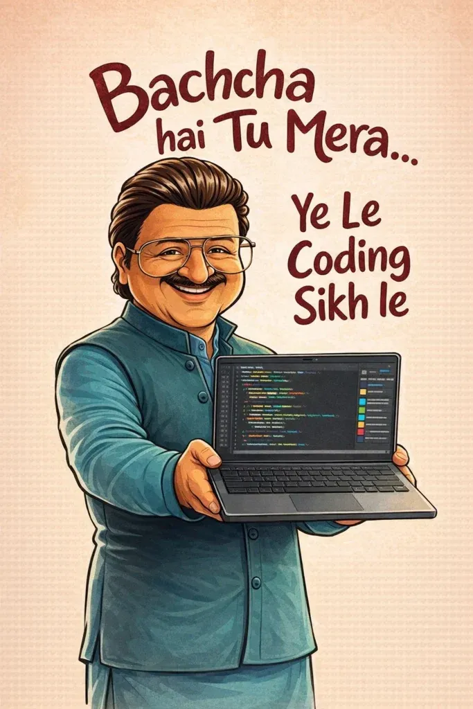 Baccha Hai Tu Mera cartoon meme prompt