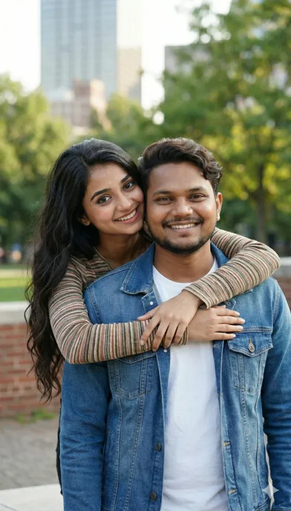 Emotional brother and sister outdoor hug AI prompt