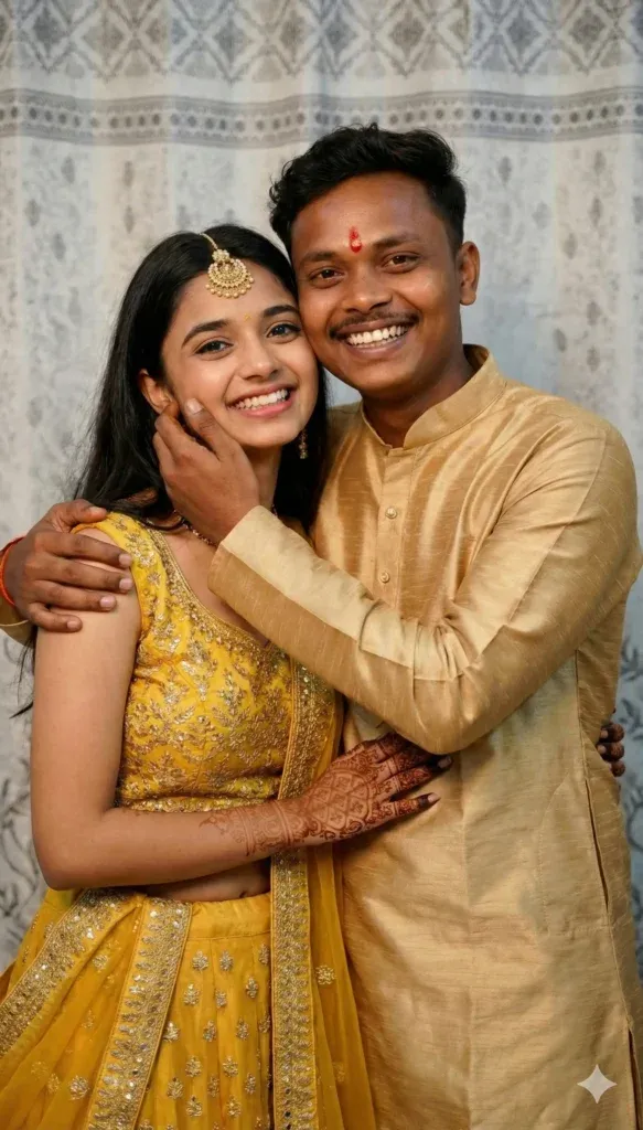 Colorful traditional brother and sister Gemini AI portrait
