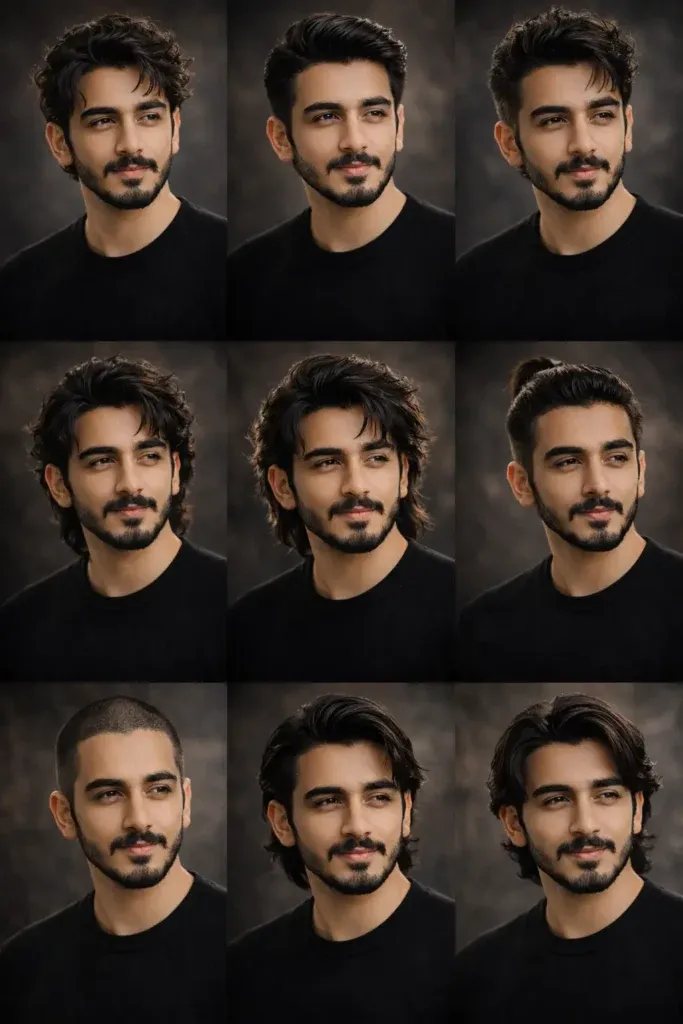 ChatGPT hairstyle prompt male 3x3 haircut grid