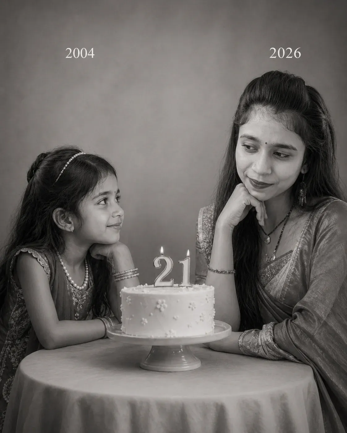 Childhood and present contrast photo prompt