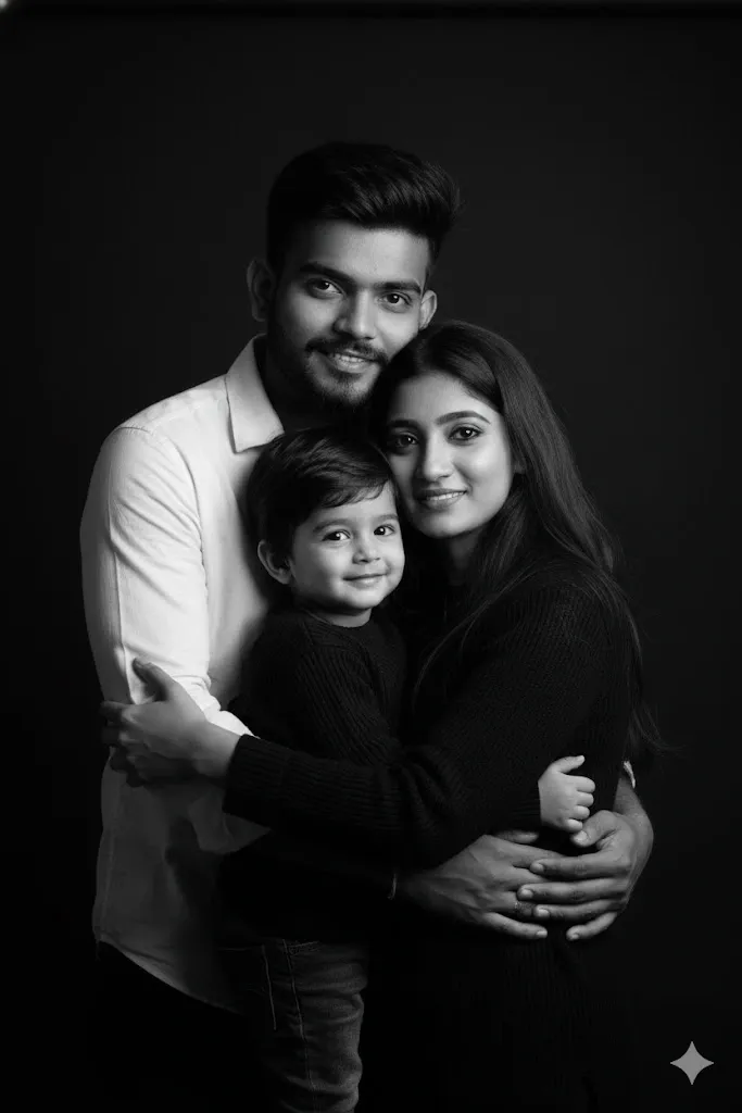 Indian family hug portrait AI prompt