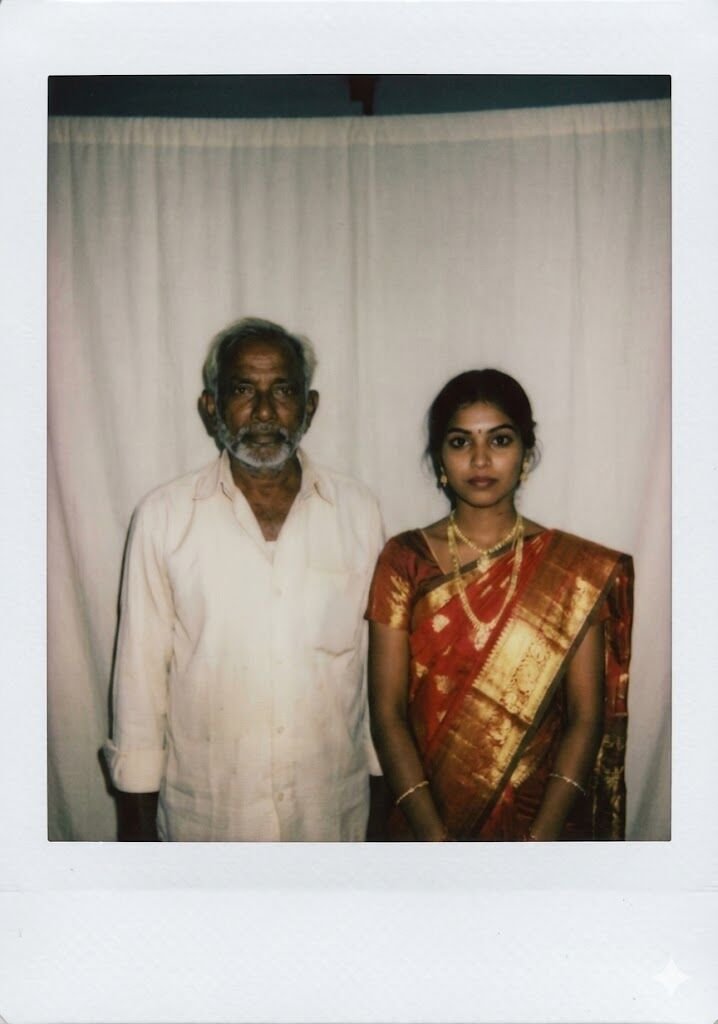 Polaroid father and daughter Gemini family photo prompt