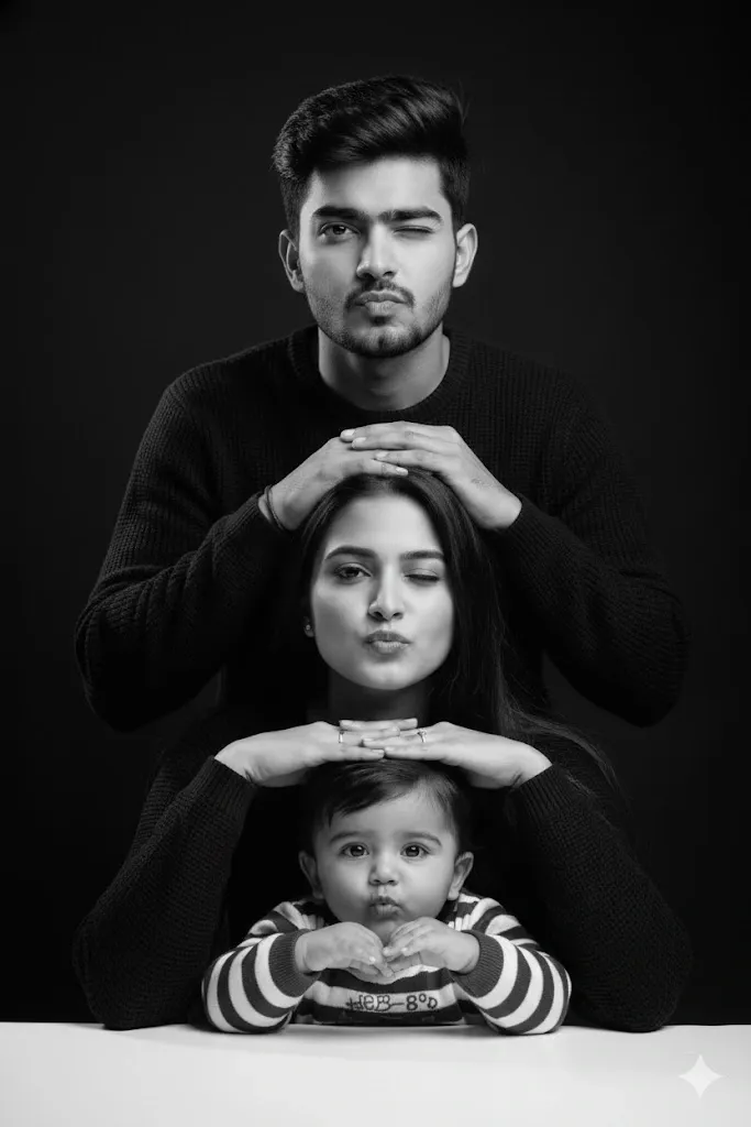 Minimalist Indian family photo prompt for Gemini