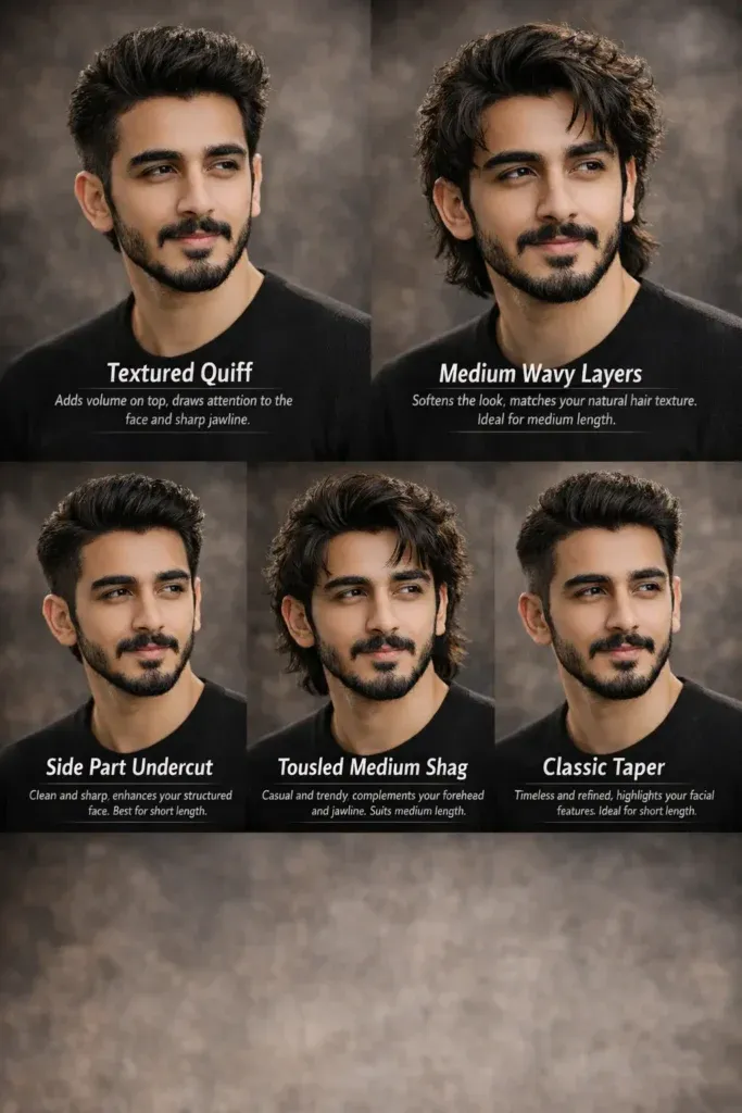 Hairstyle prompt for men short medium long hair
