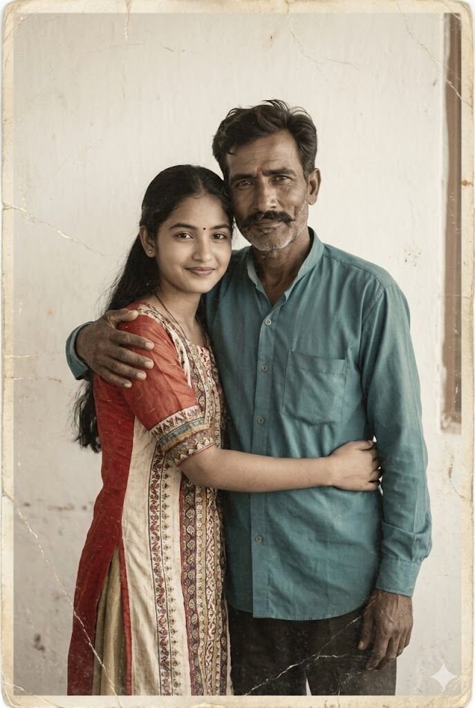 Vintage father and daughter Gemini AI photo prompt