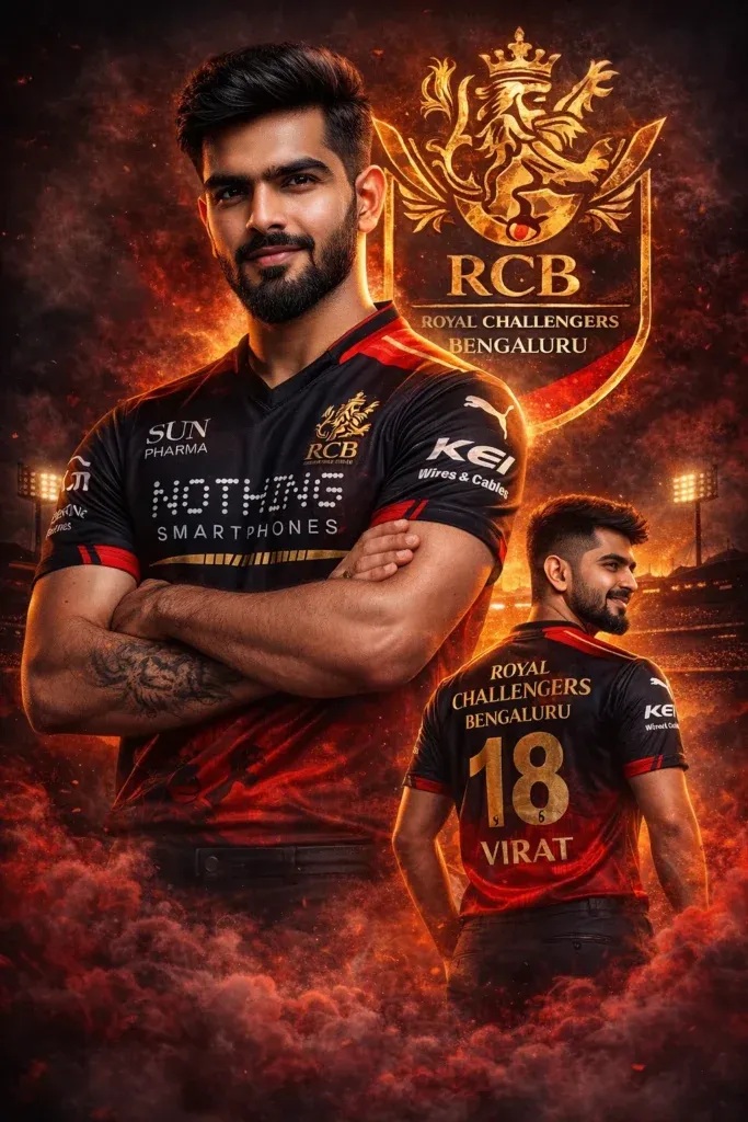 RCB double pose jersey AI prompt