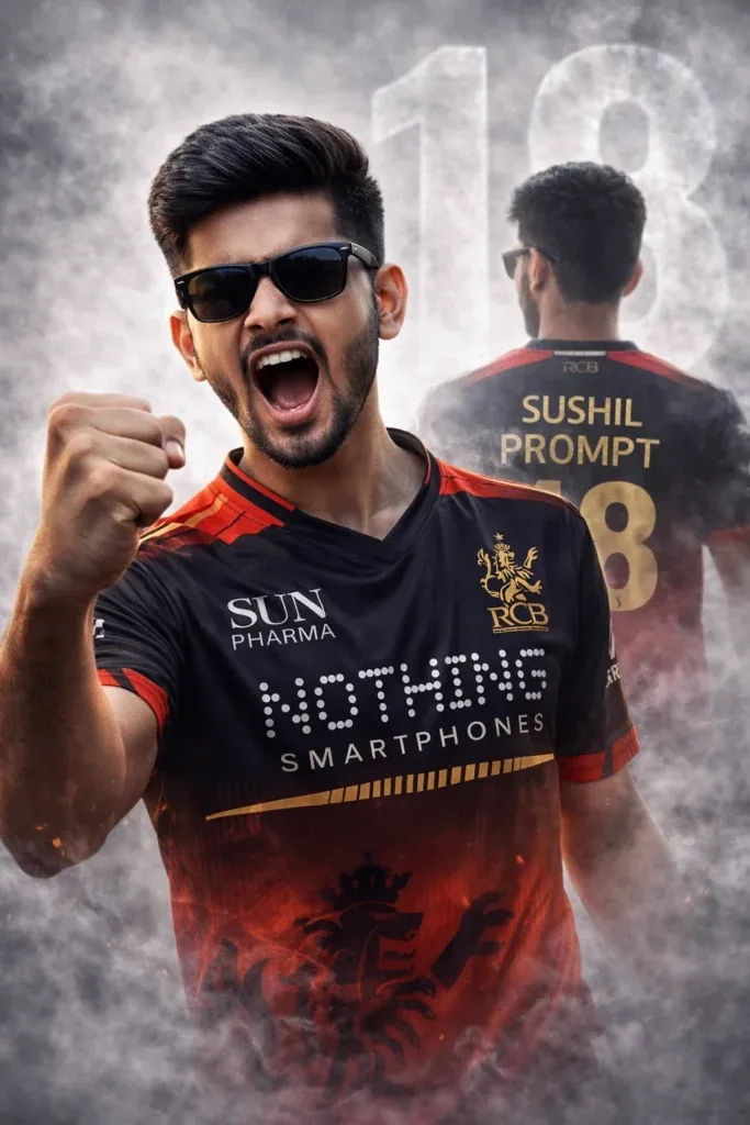 RCB 3D illusion fan poster prompt