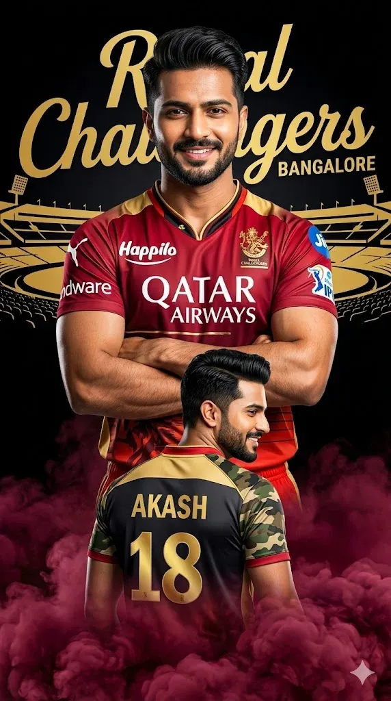 Personalized RCB jersey name and number poster