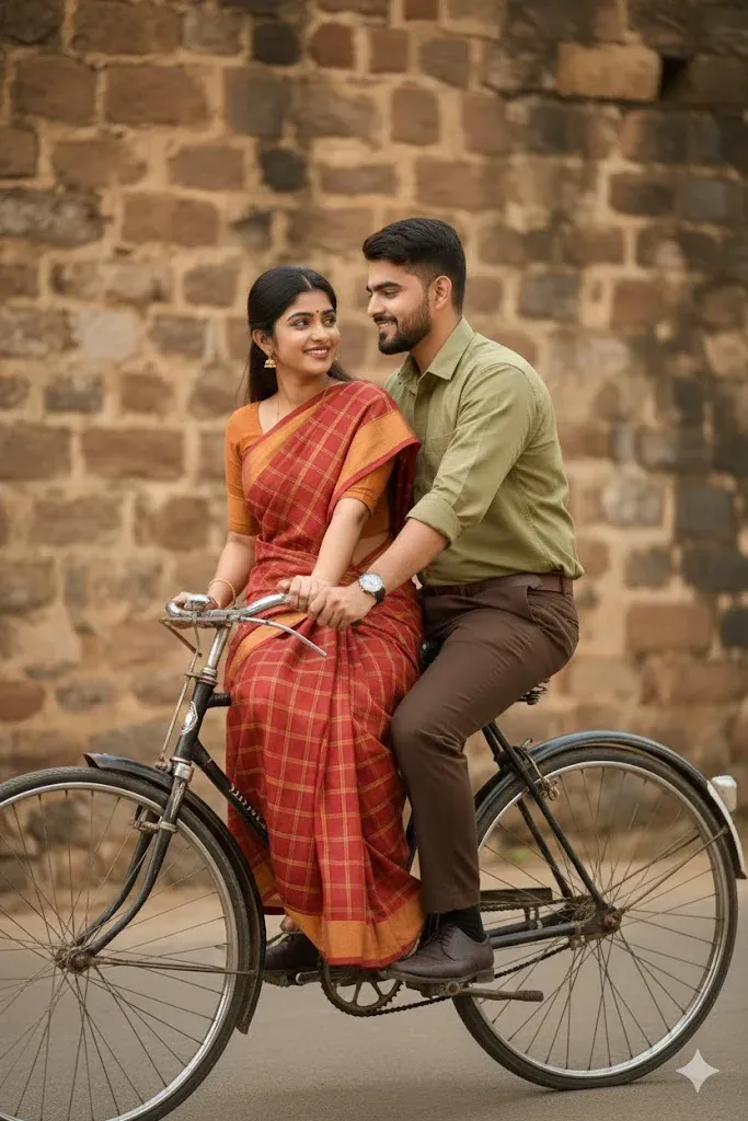 Vintage bicycle husband and wife Gemini prompt