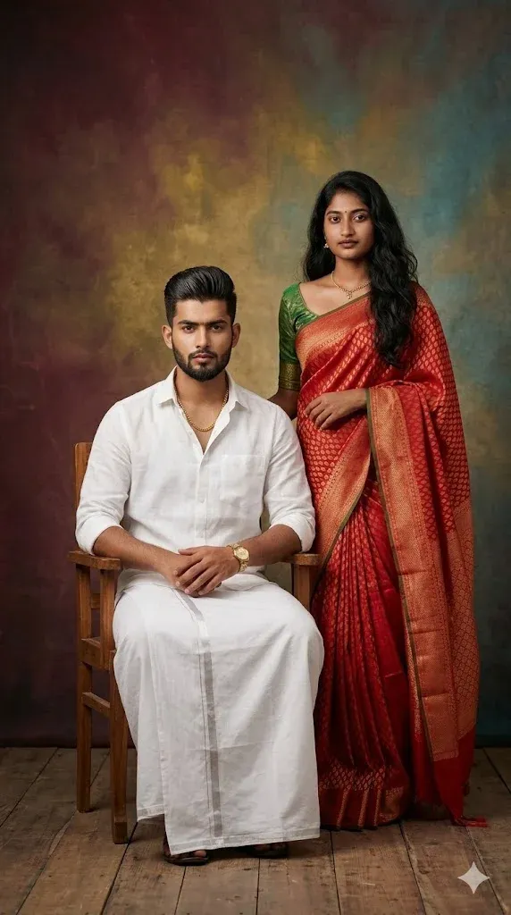 Thevar Magan sitting pose husband and wife prompt