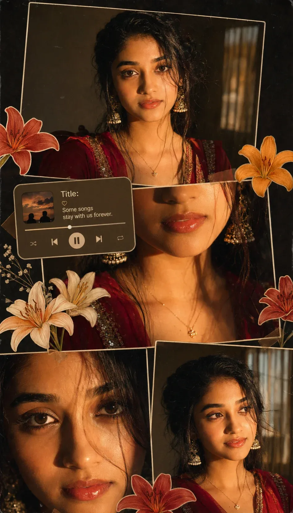 Traditional red outfit cinematic Instagram prompt